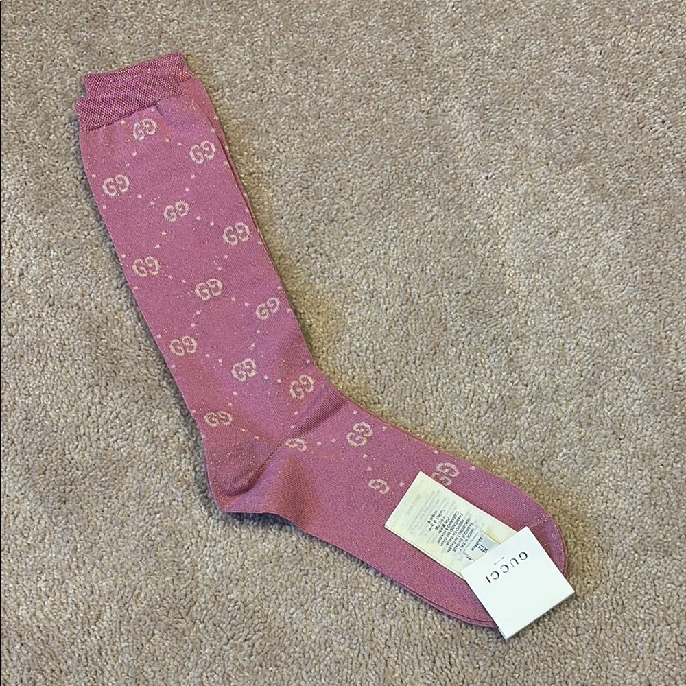 Gucci Pink Patterned Sock unisex fit women’s 8- 9 1/2